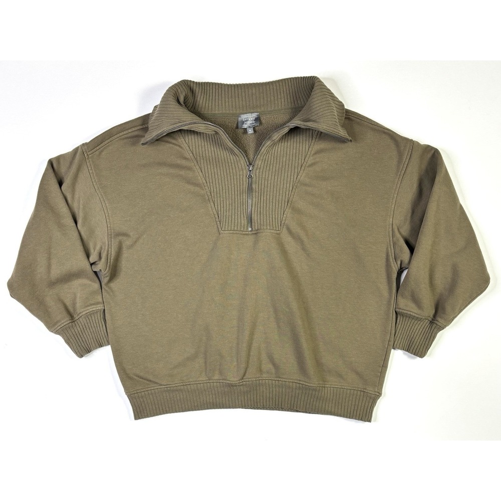 Berkley Jensen Quarter Zip Pullover Sweatshirt Men's XL Olive Long Sleeve